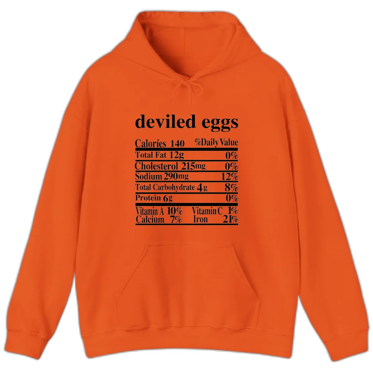Deviled Eggs Nutrition Facts Hoodie in Orange