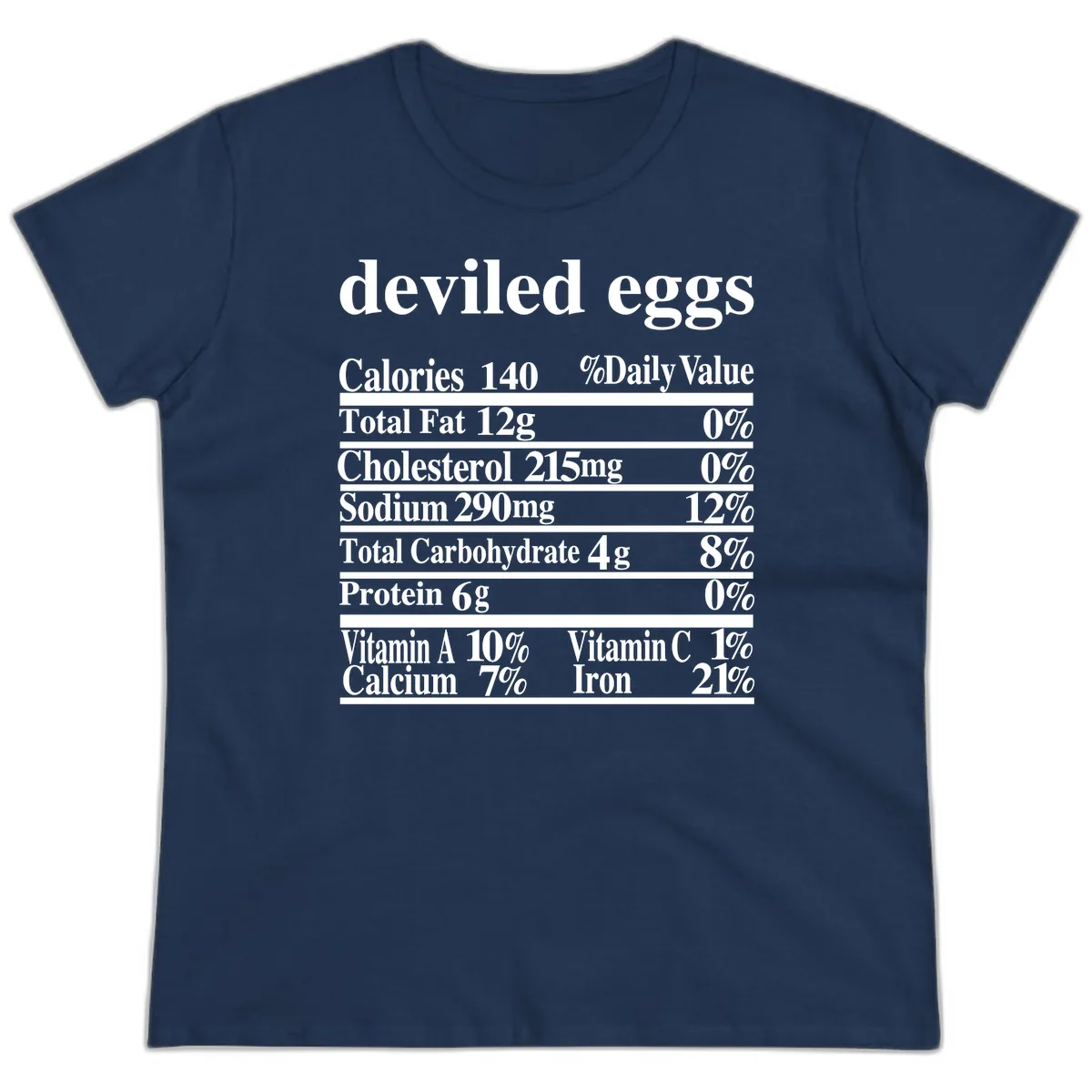 Deviled Eggs Nutrition Facts Ladies Tee in Navy
