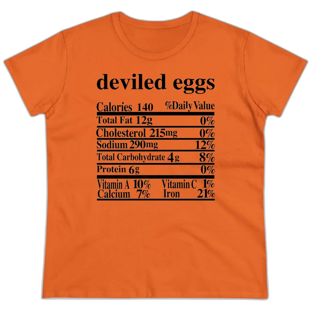 Deviled Eggs Nutrition Facts Ladies Tee in Orange