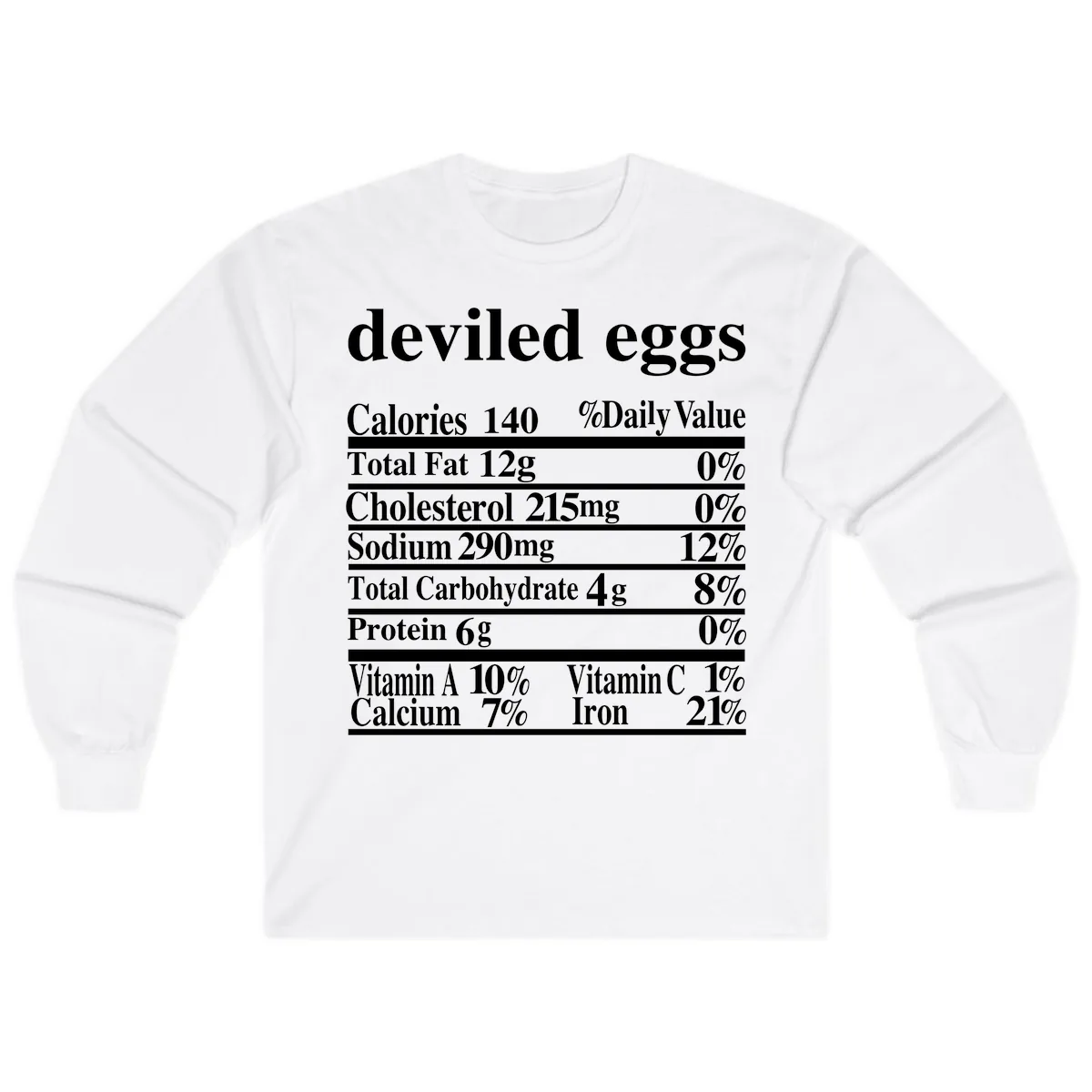 Deviled Eggs Nutrition Facts Long Sleeve in White