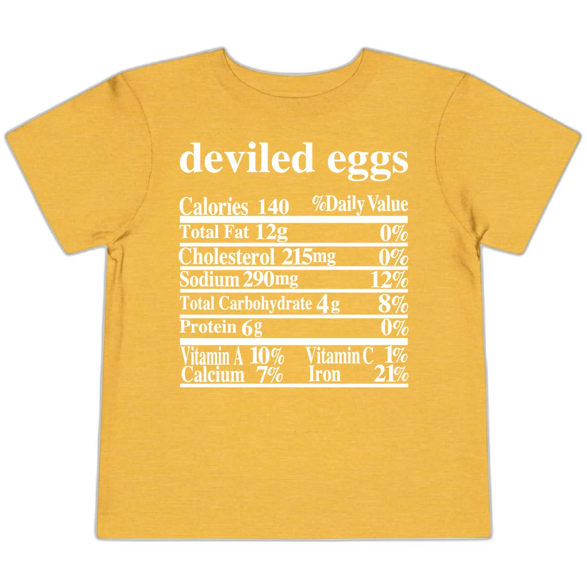 Deviled Eggs Nutrition Facts Toddler T-Shirt in Heather Yellow Gold