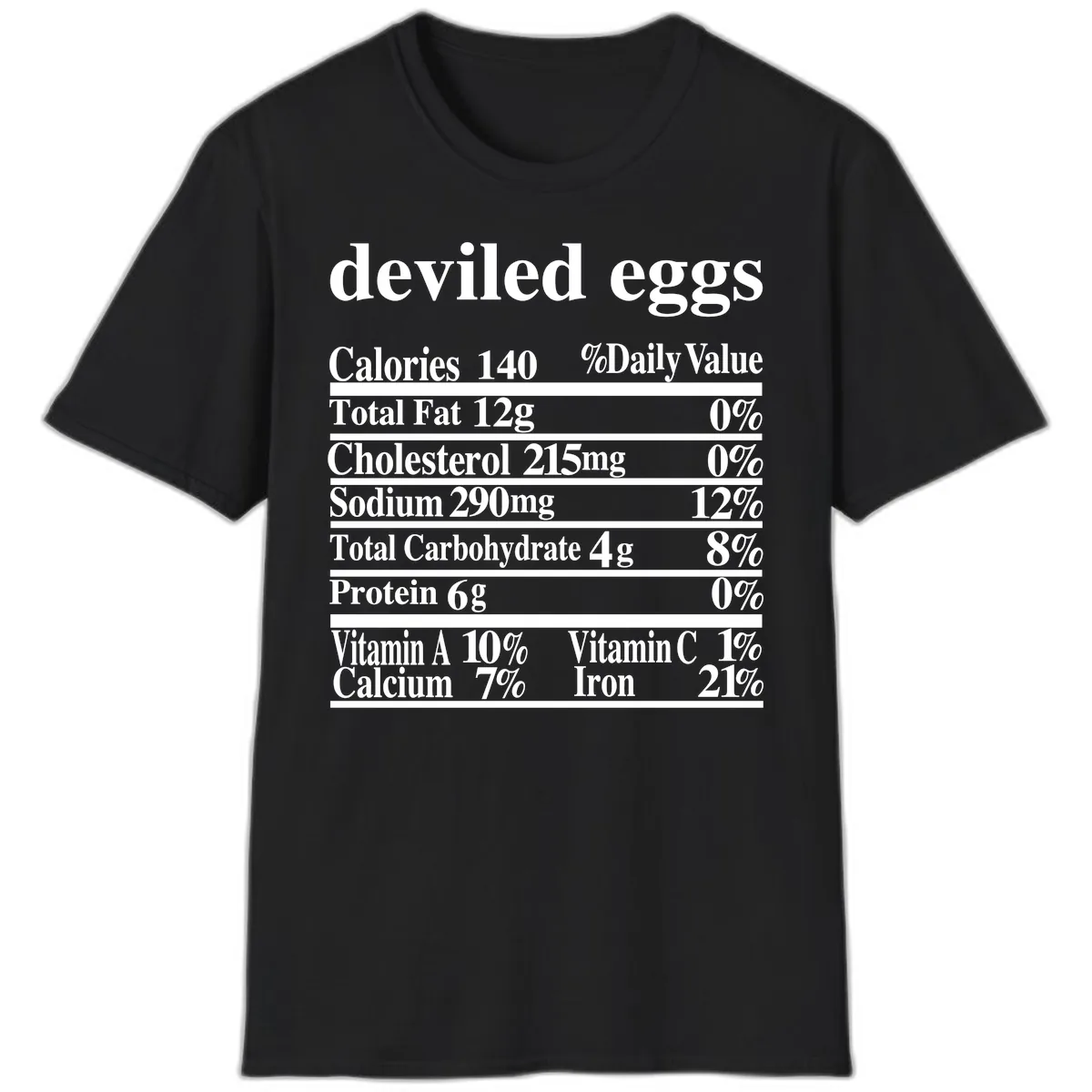 Deviled Eggs Nutrition Facts T-Shirt in Black