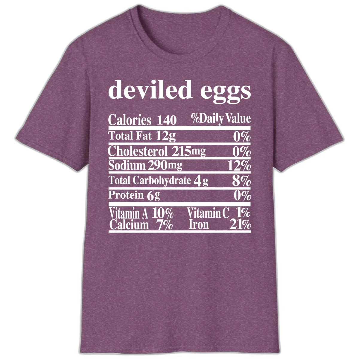 Deviled Eggs Nutrition Facts T-Shirt in Heather Maroon