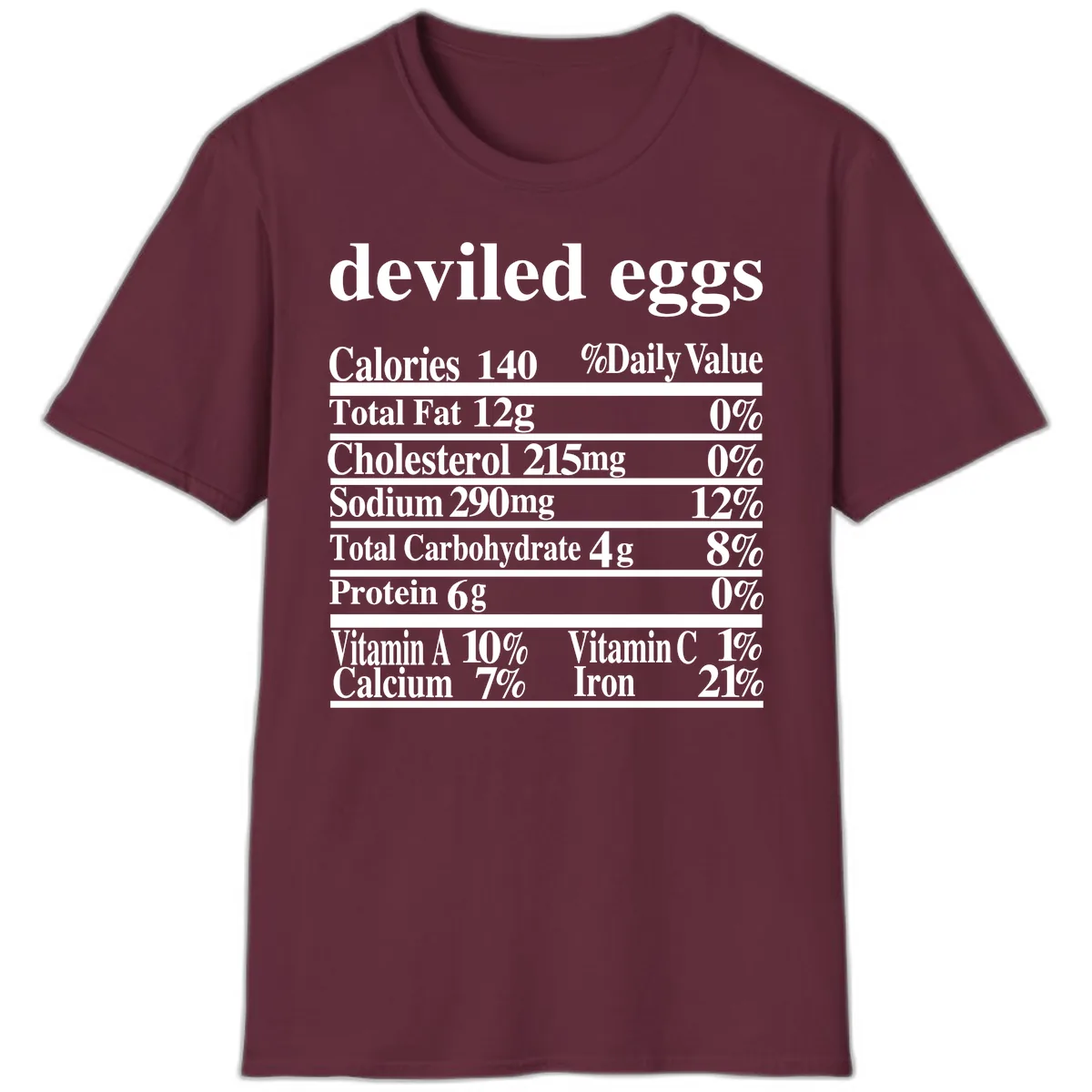 Deviled Eggs Nutrition Facts T-Shirt in Maroon
