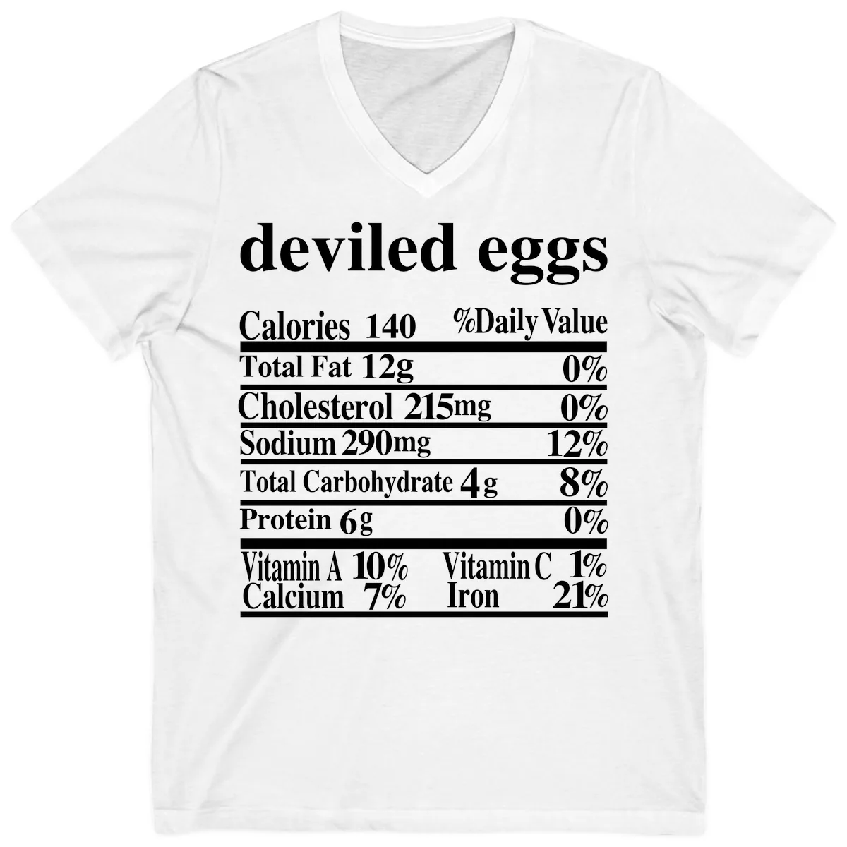 Deviled Eggs Nutrition Facts V-Neck in White