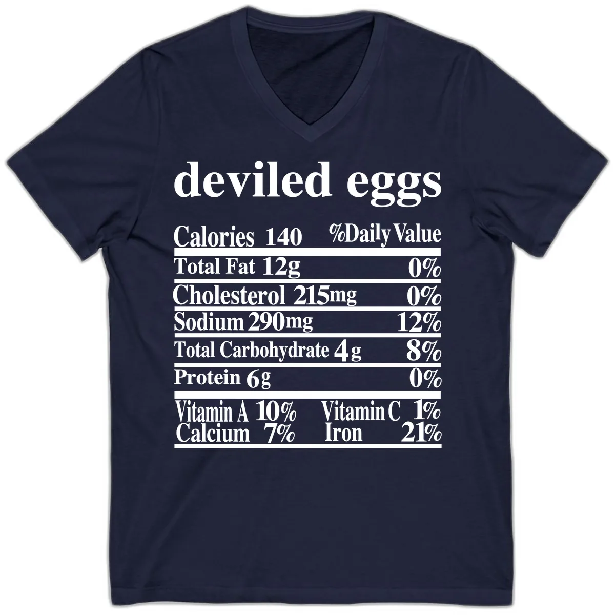Deviled Eggs Nutrition Facts V-Neck in Navy