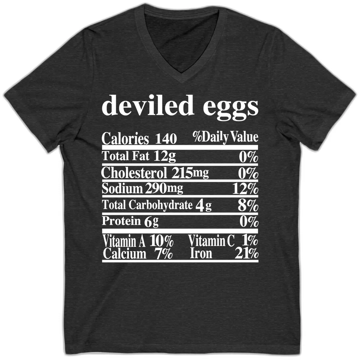 Deviled Eggs Nutrition Facts V-Neck in Dark Grey Heather
