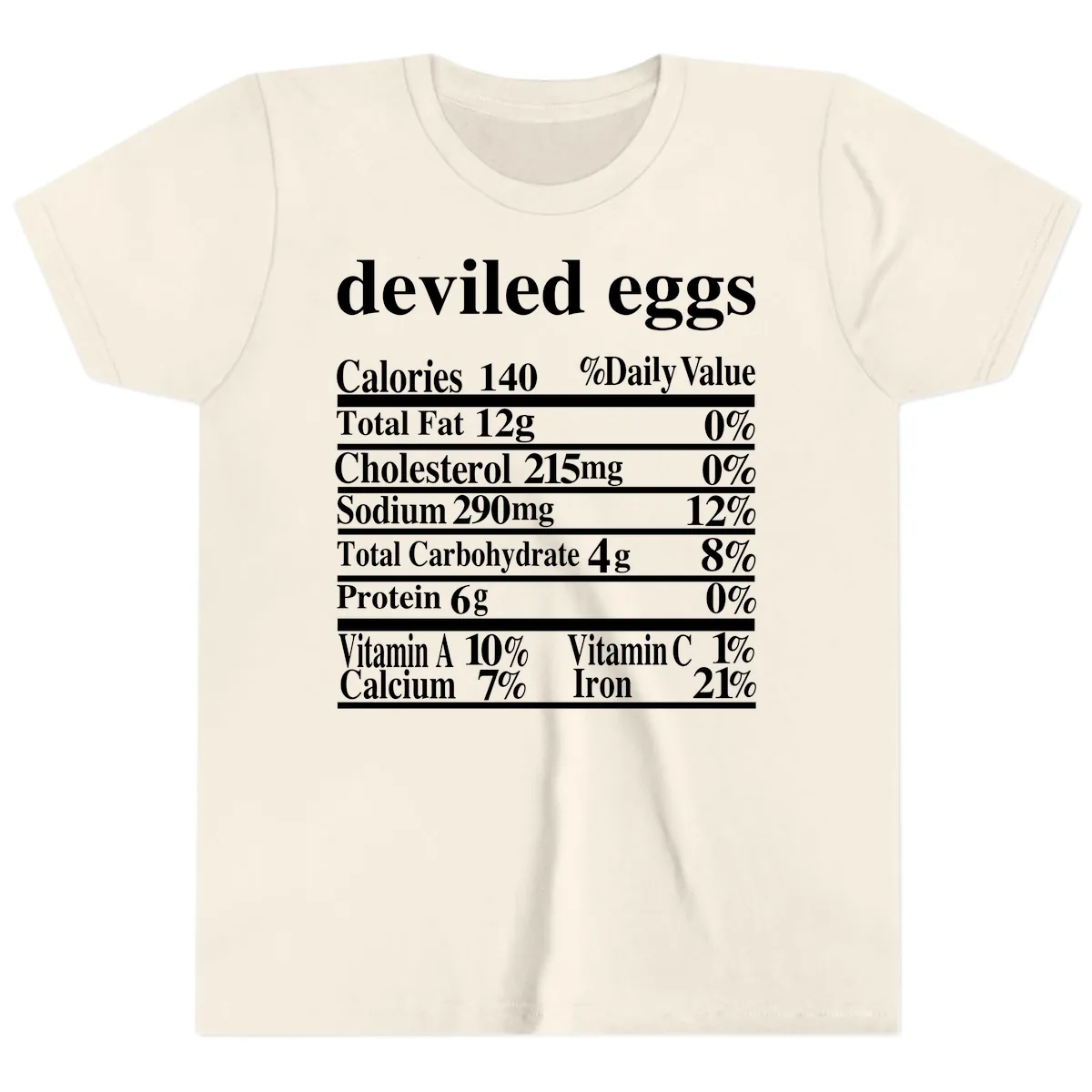 Deviled Eggs Nutrition Facts Youth T-Shirt in Natural