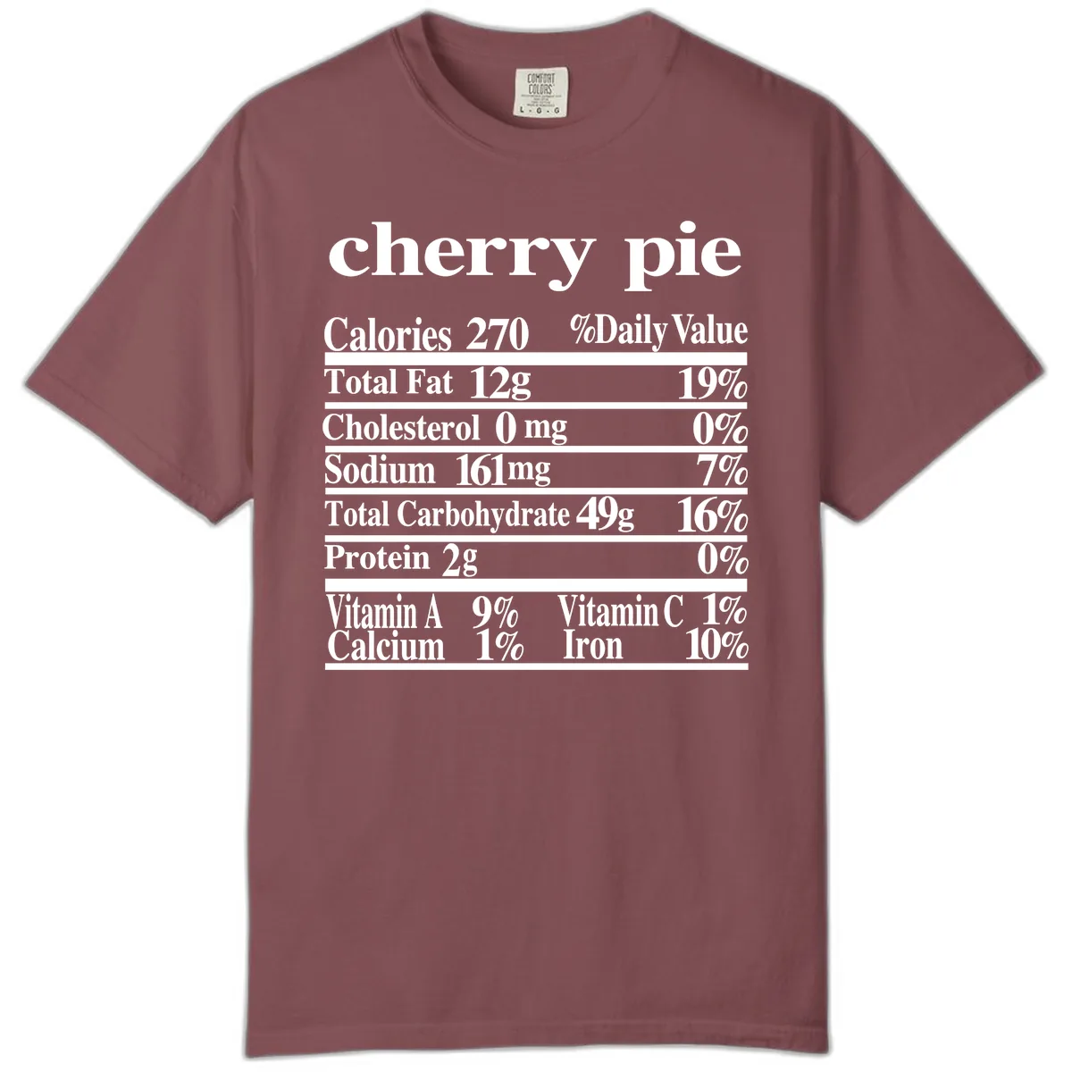Cherry Pie Nutrition Facts Comfort Color in Brick
