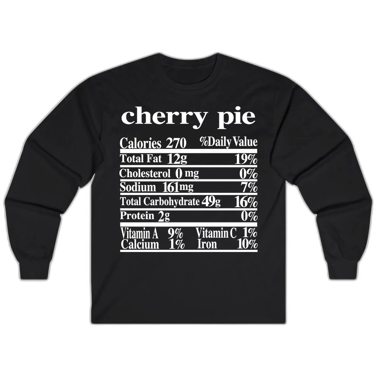 Cherry Pie Nutrition Facts Long Sleeve in Black