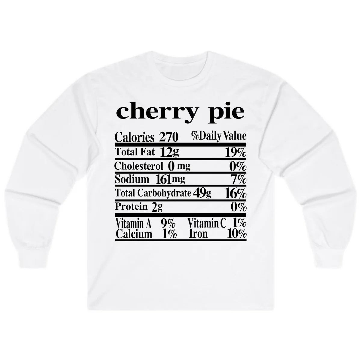Cherry Pie Nutrition Facts Long Sleeve in White
