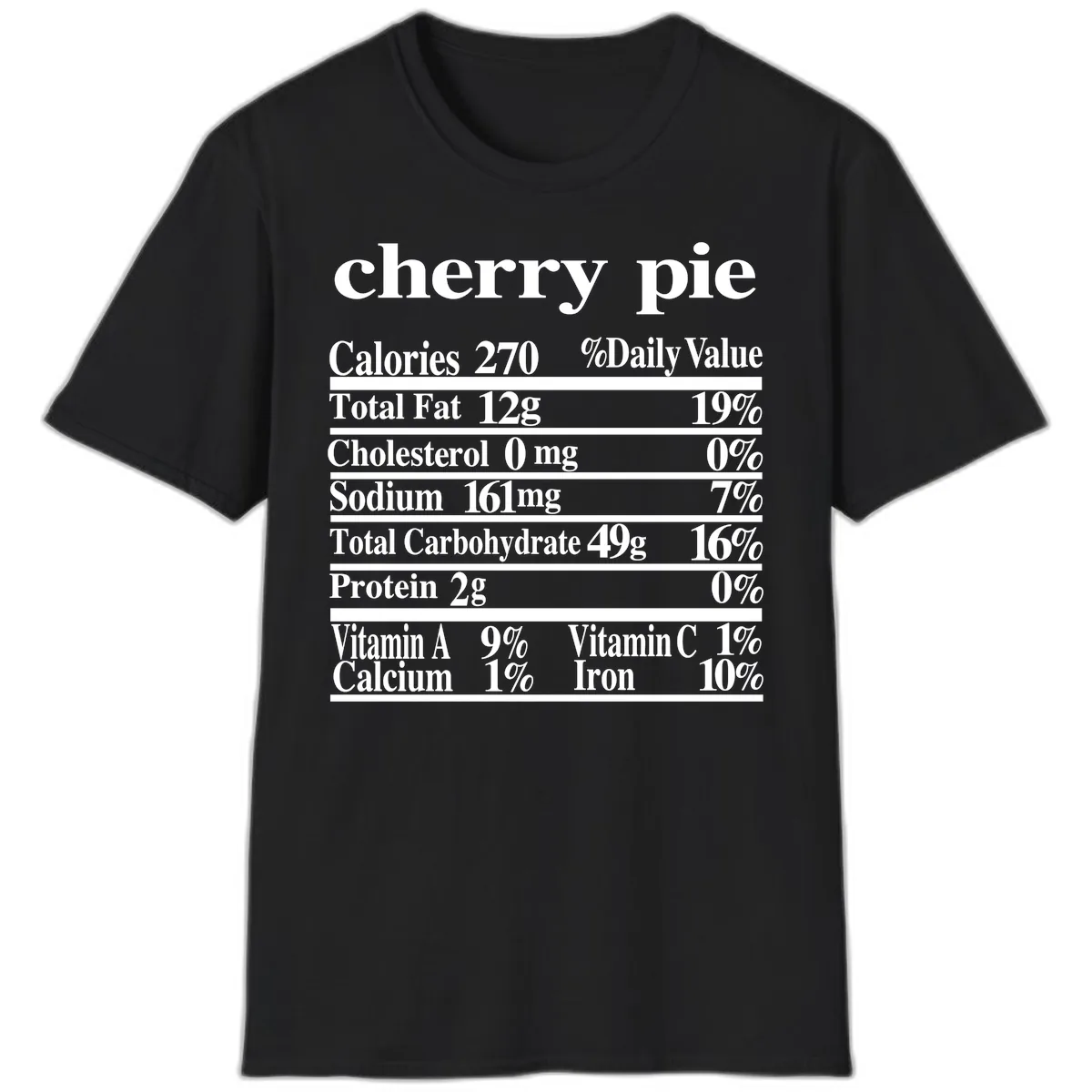 Cherry Pie Nutrition Facts T-Shirt in Black