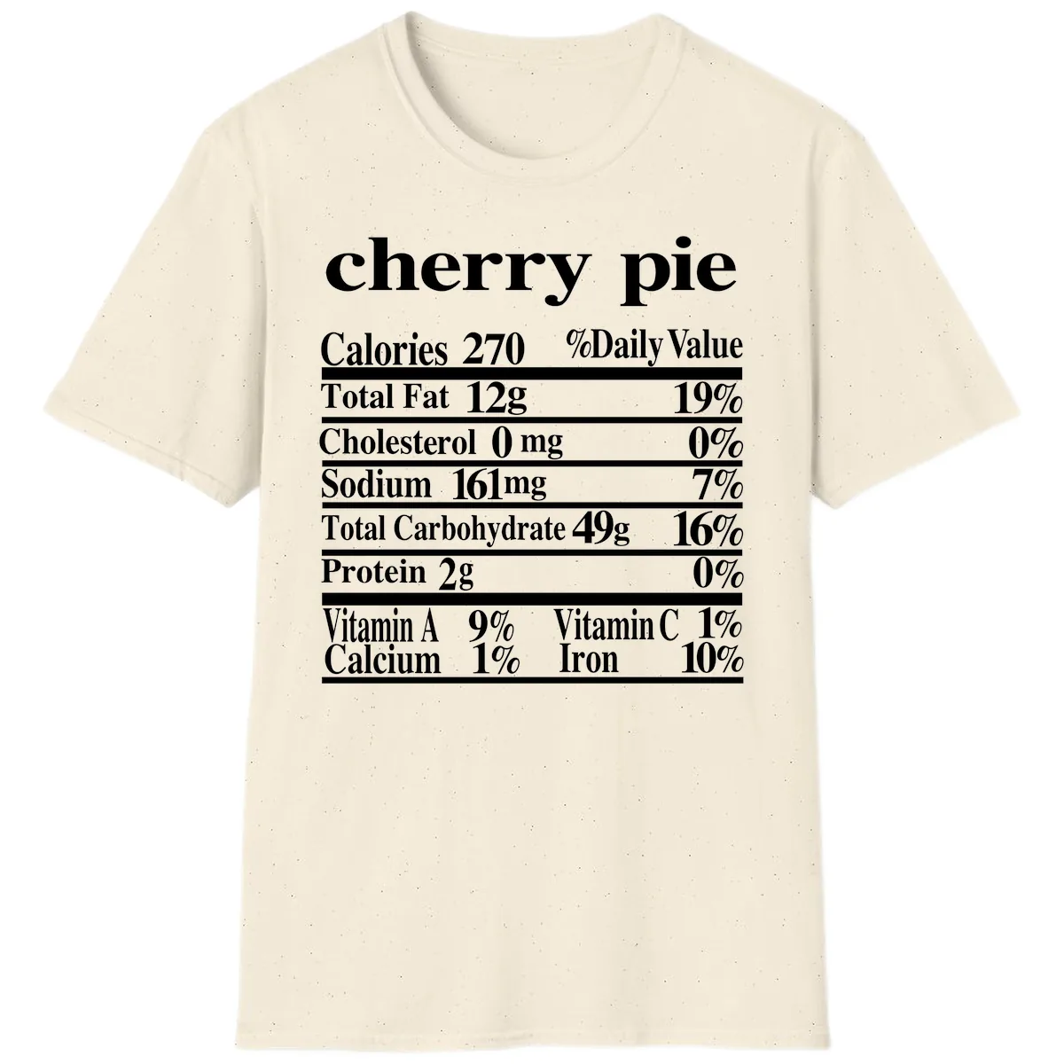 Cherry Pie Nutrition Facts T-Shirt in Natural