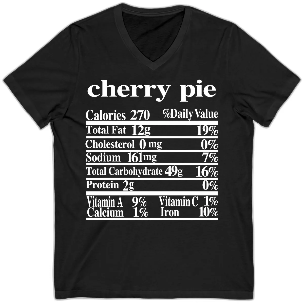 Cherry Pie Nutrition Facts V-Neck in Black