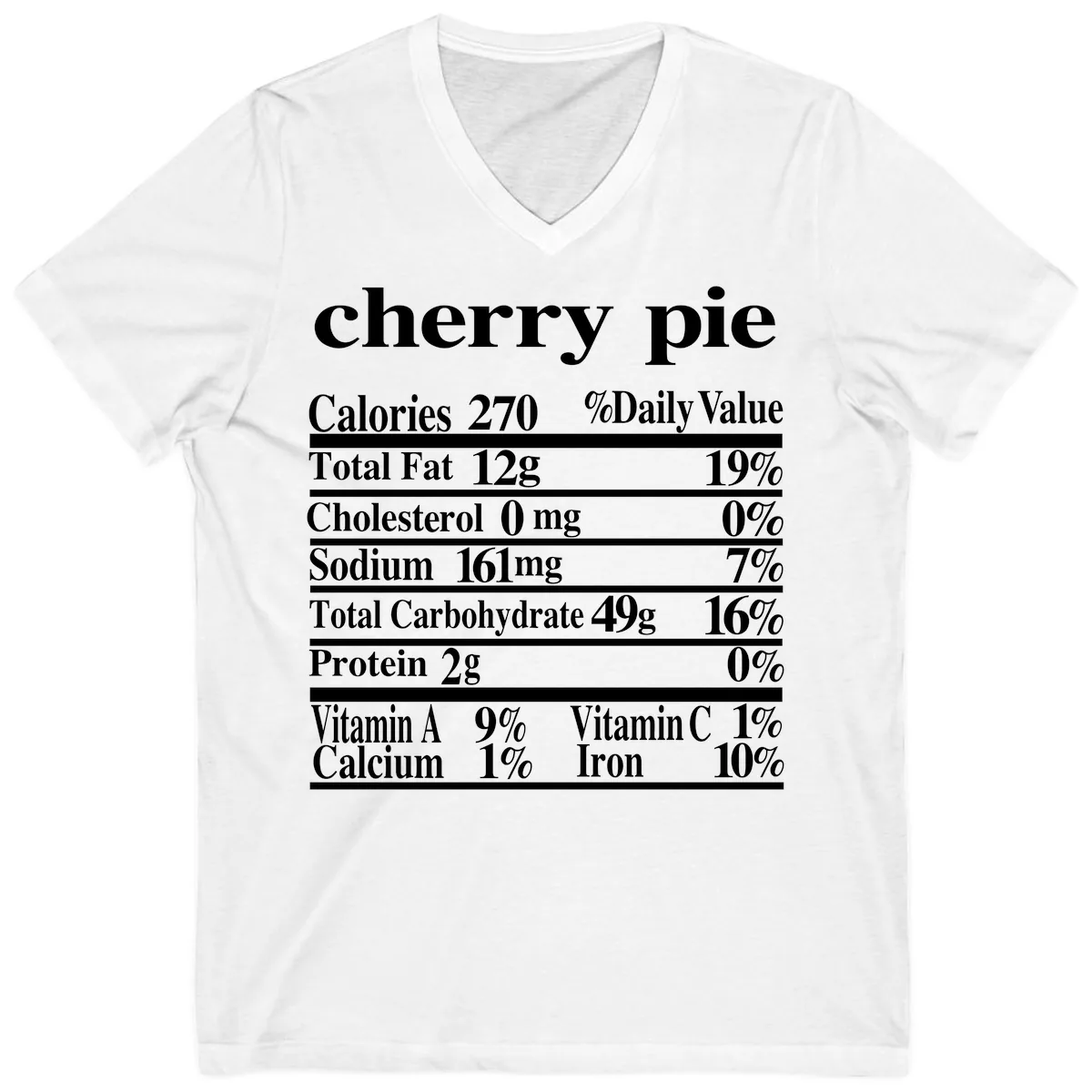 Cherry Pie Nutrition Facts V-Neck in White