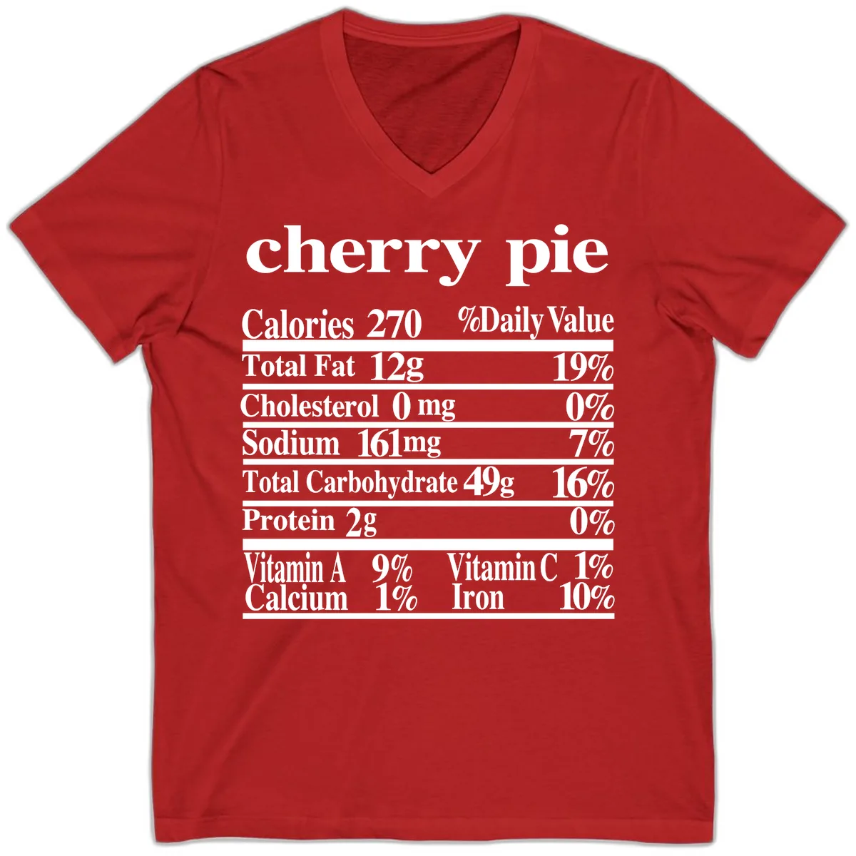 Cherry Pie Nutrition Facts V-Neck in Red