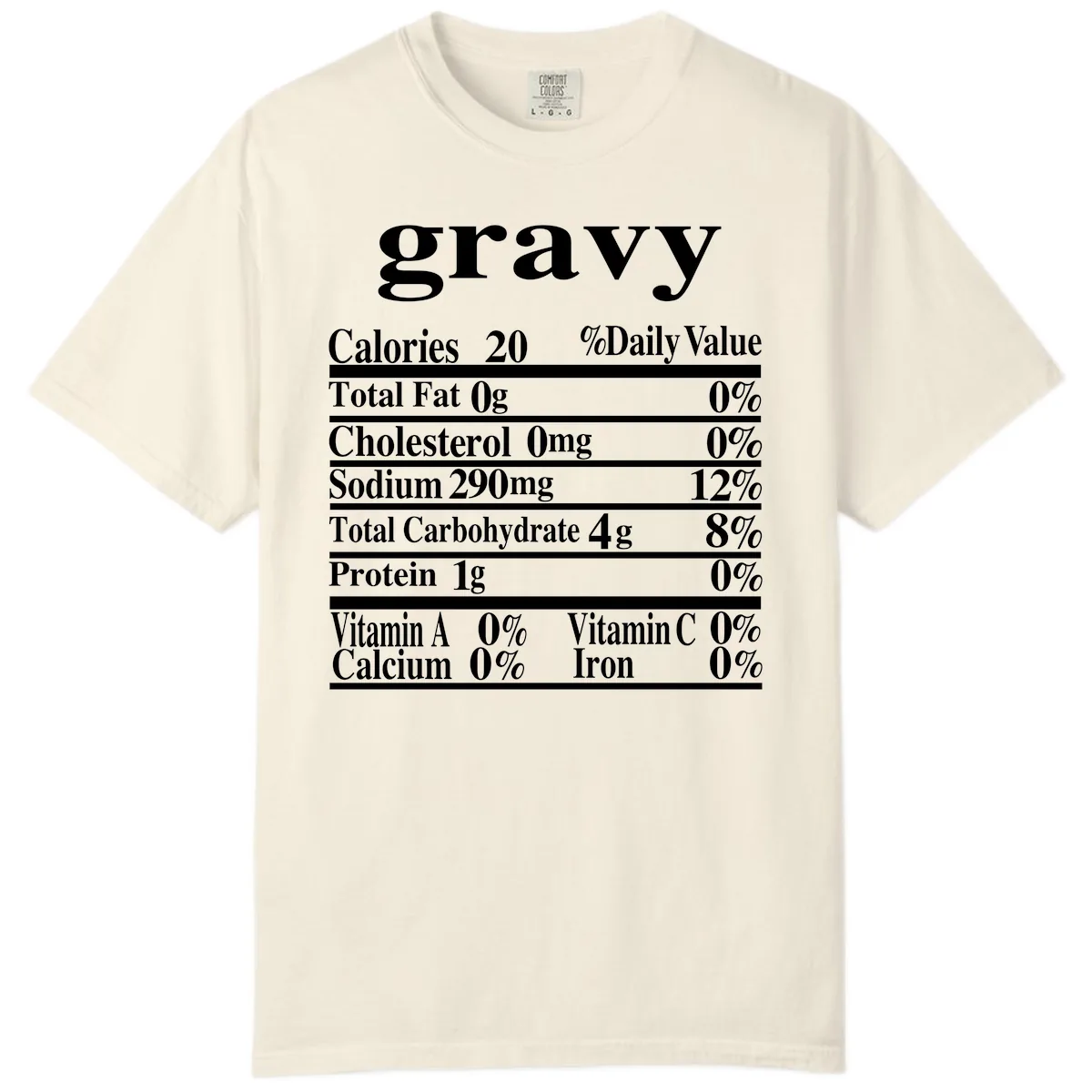 Thanksgiving Gravy Nutrition Label Comfort Color in Ivory