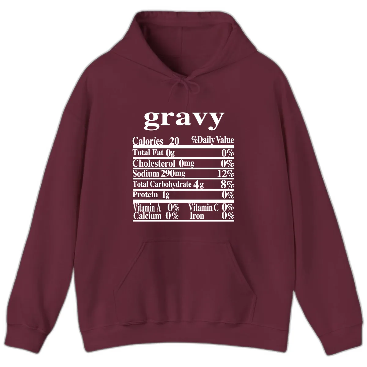 Thanksgiving Gravy Nutrition Label Hoodie in Maroon