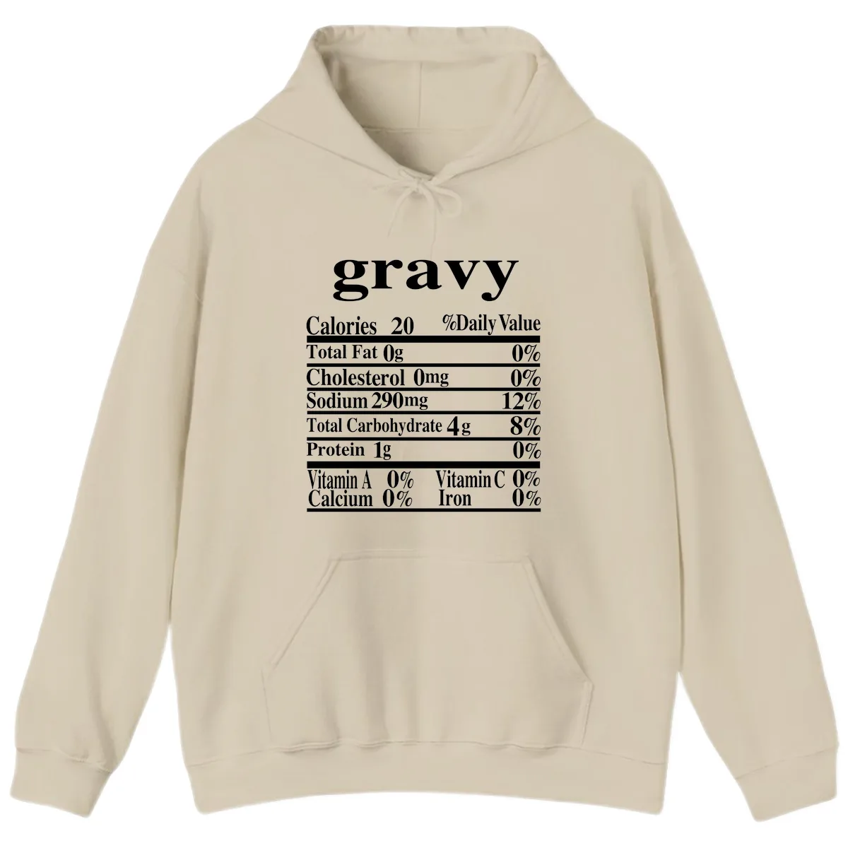 Thanksgiving Gravy Nutrition Label Hoodie in Sand