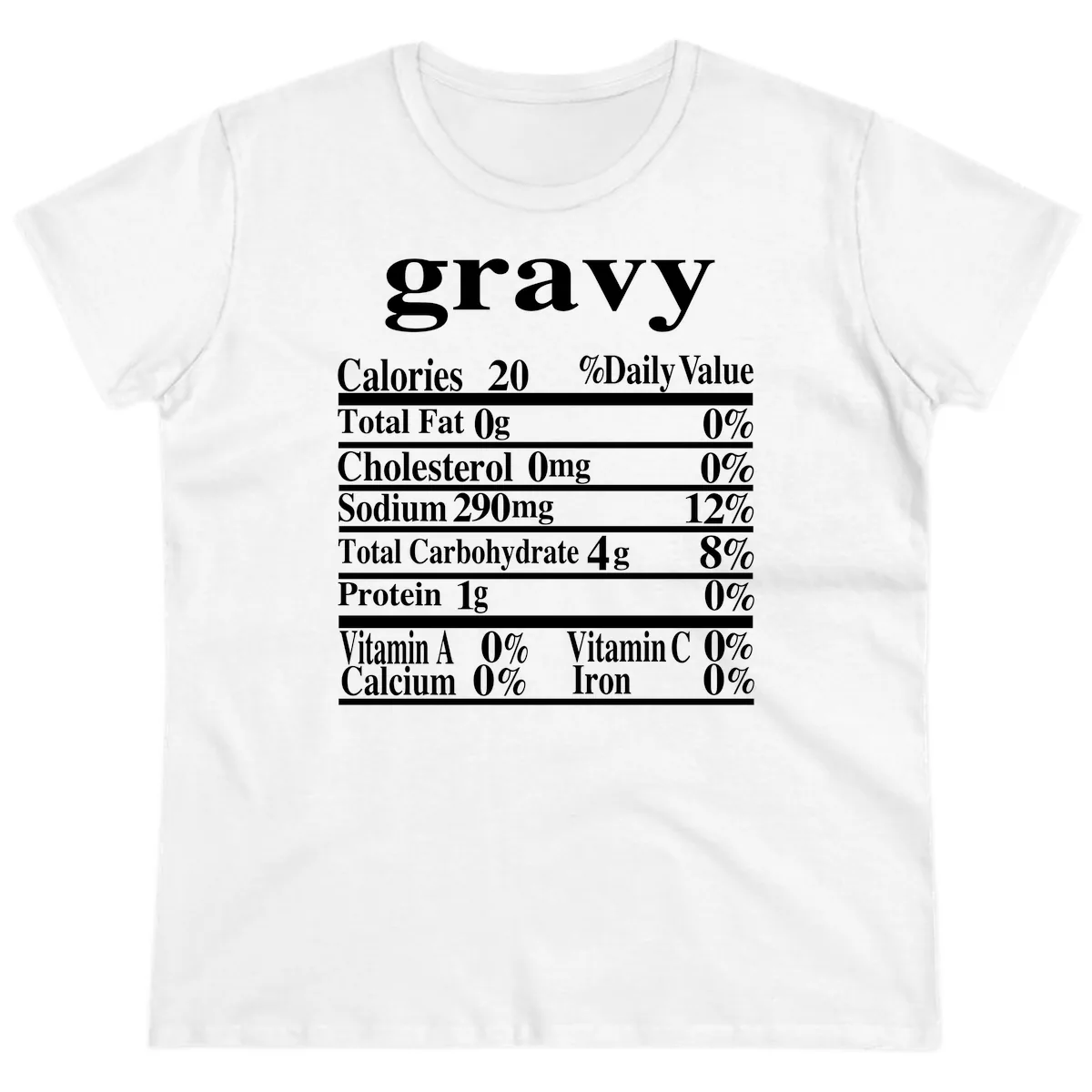 Thanksgiving Gravy Nutrition Label Ladies Tee in White