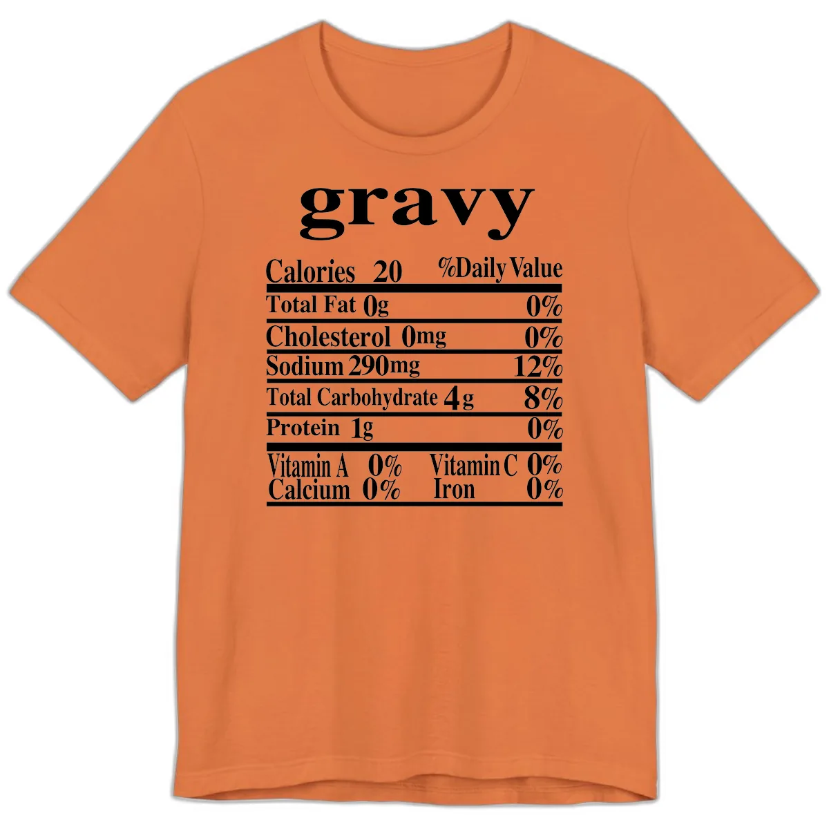 Thanksgiving Gravy Nutrition Label Premium T-Shirt in Burnt Orange