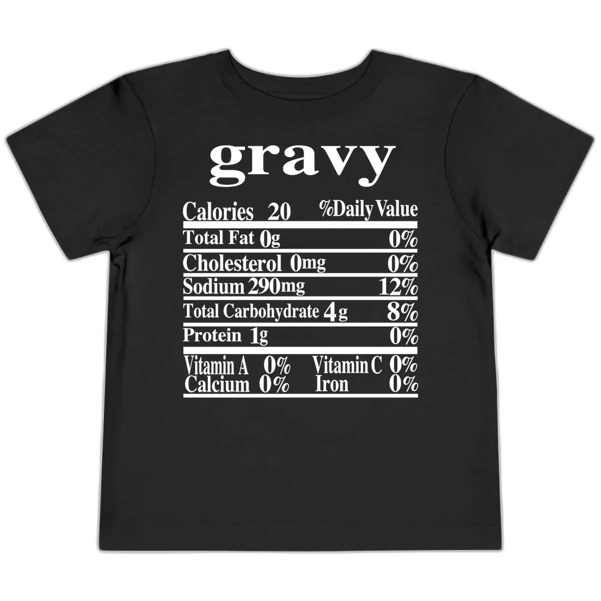 Thanksgiving Gravy Nutrition Label Toddler T-Shirt in Black