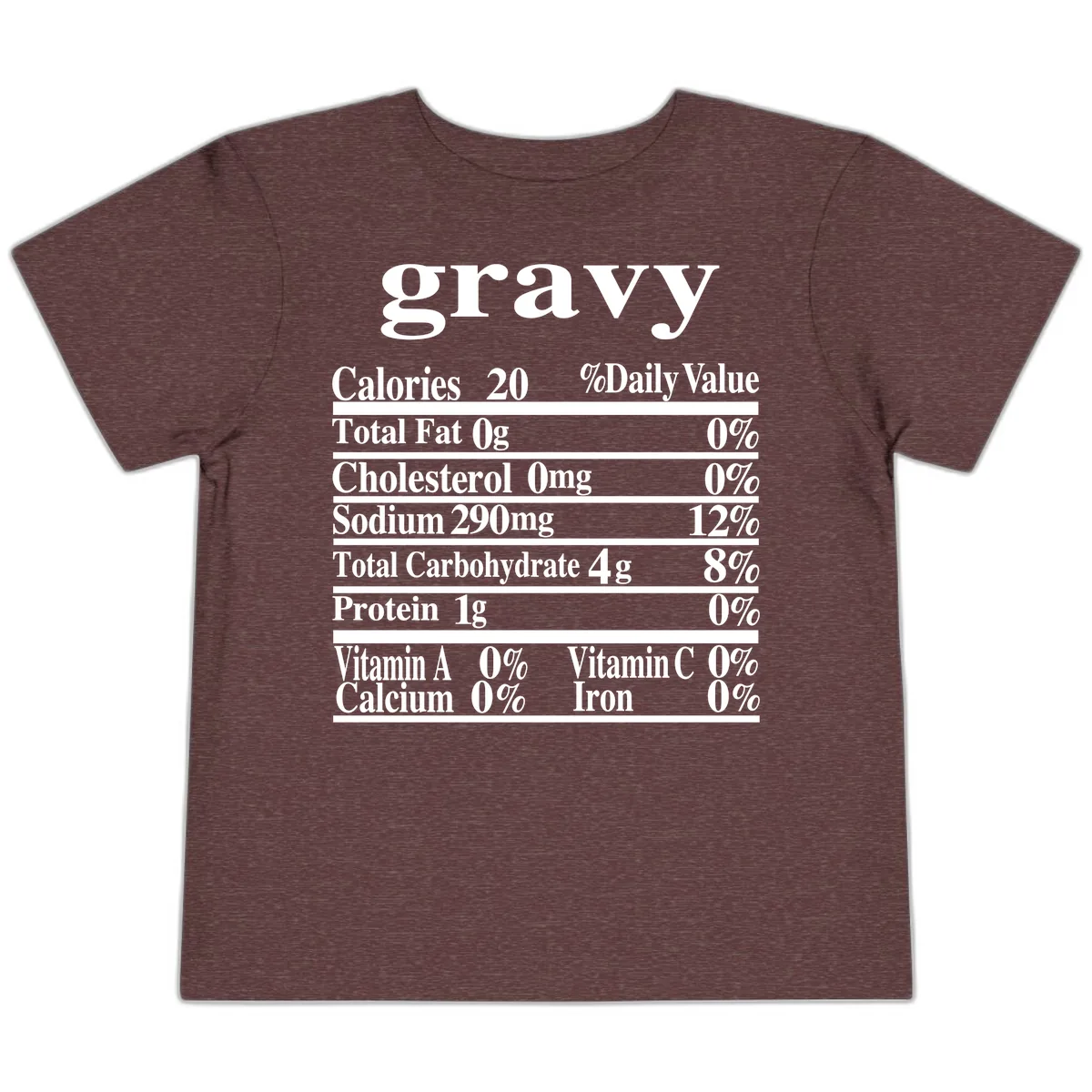 Thanksgiving Gravy Nutrition Label Toddler T-Shirt in Heather Maroon