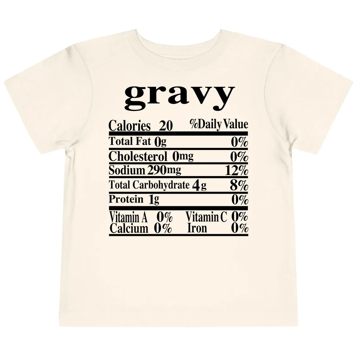 Thanksgiving Gravy Nutrition Label Toddler T-Shirt in Natural