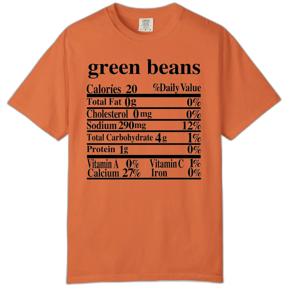 Green Beans Nutrition Facts Comfort Color in Burnt Orange