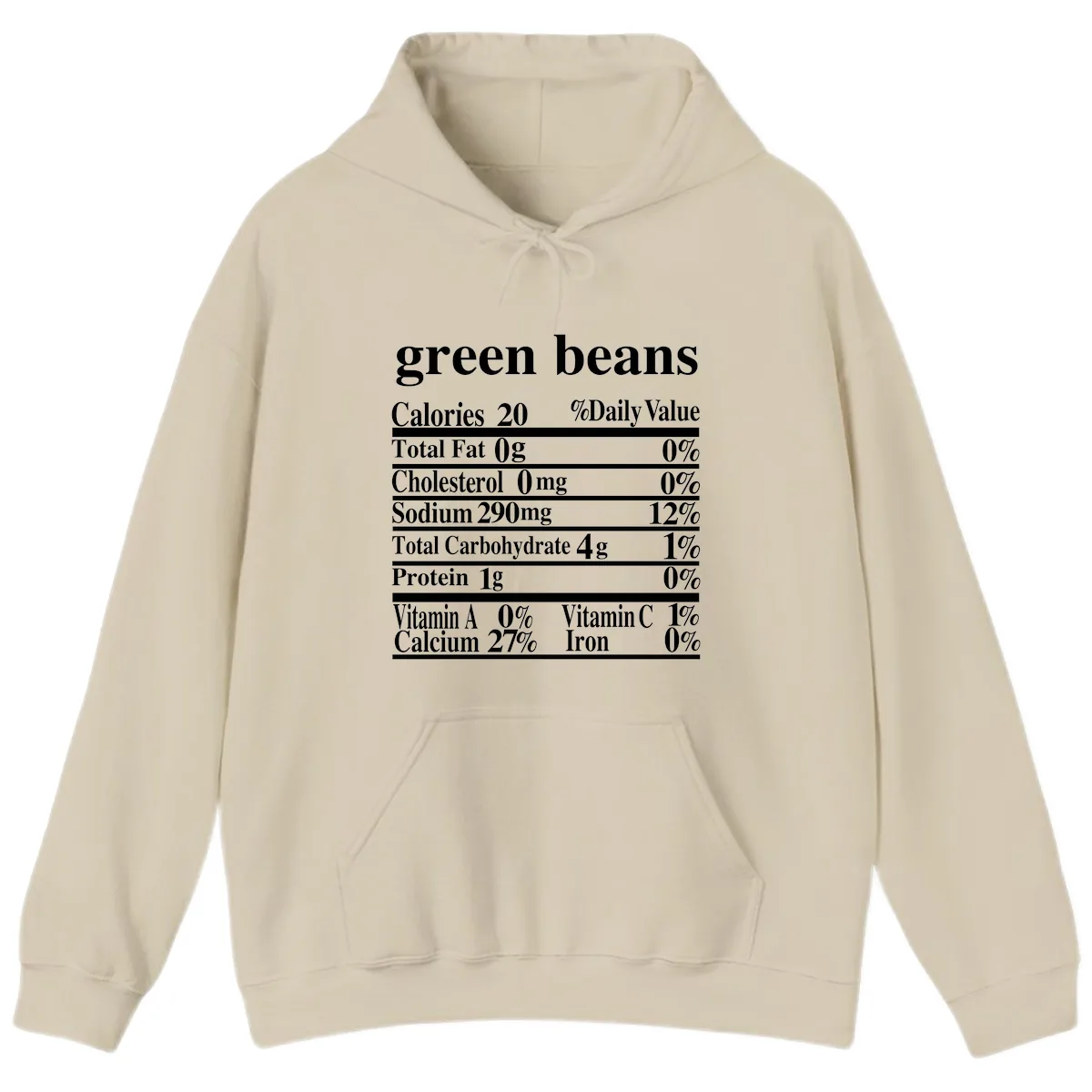 Green Beans Nutrition Facts Hoodie in Sand
