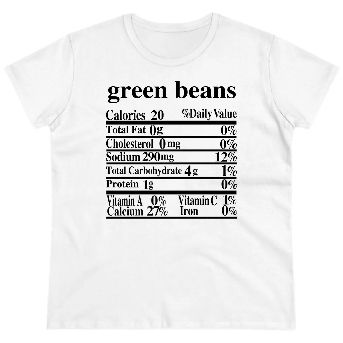 Green Beans Nutrition Facts Ladies Tee in White