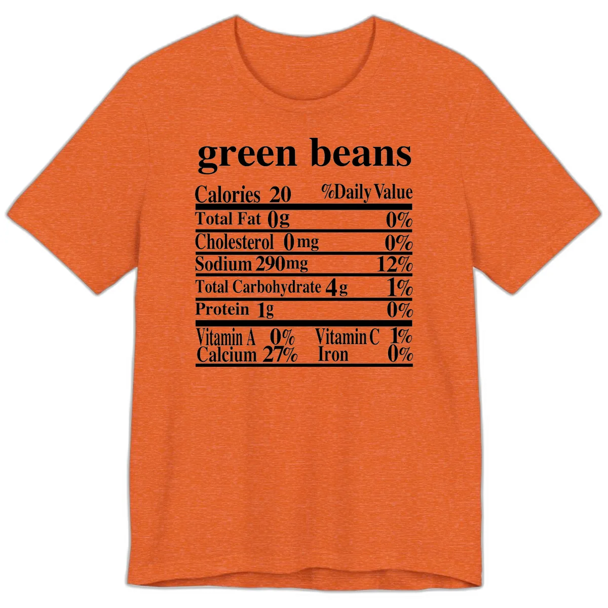Green Beans Nutrition Facts Premium T-Shirt in Heather Orange