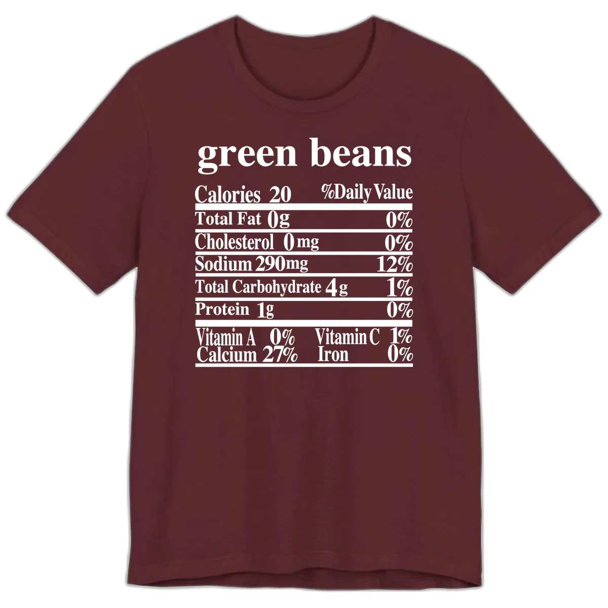 Green Beans Nutrition Facts Premium T-Shirt in Maroon