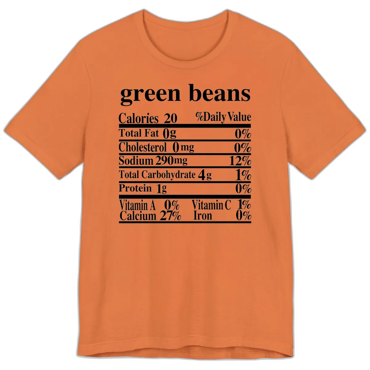 Green Beans Nutrition Facts Premium T-Shirt in Burnt Orange