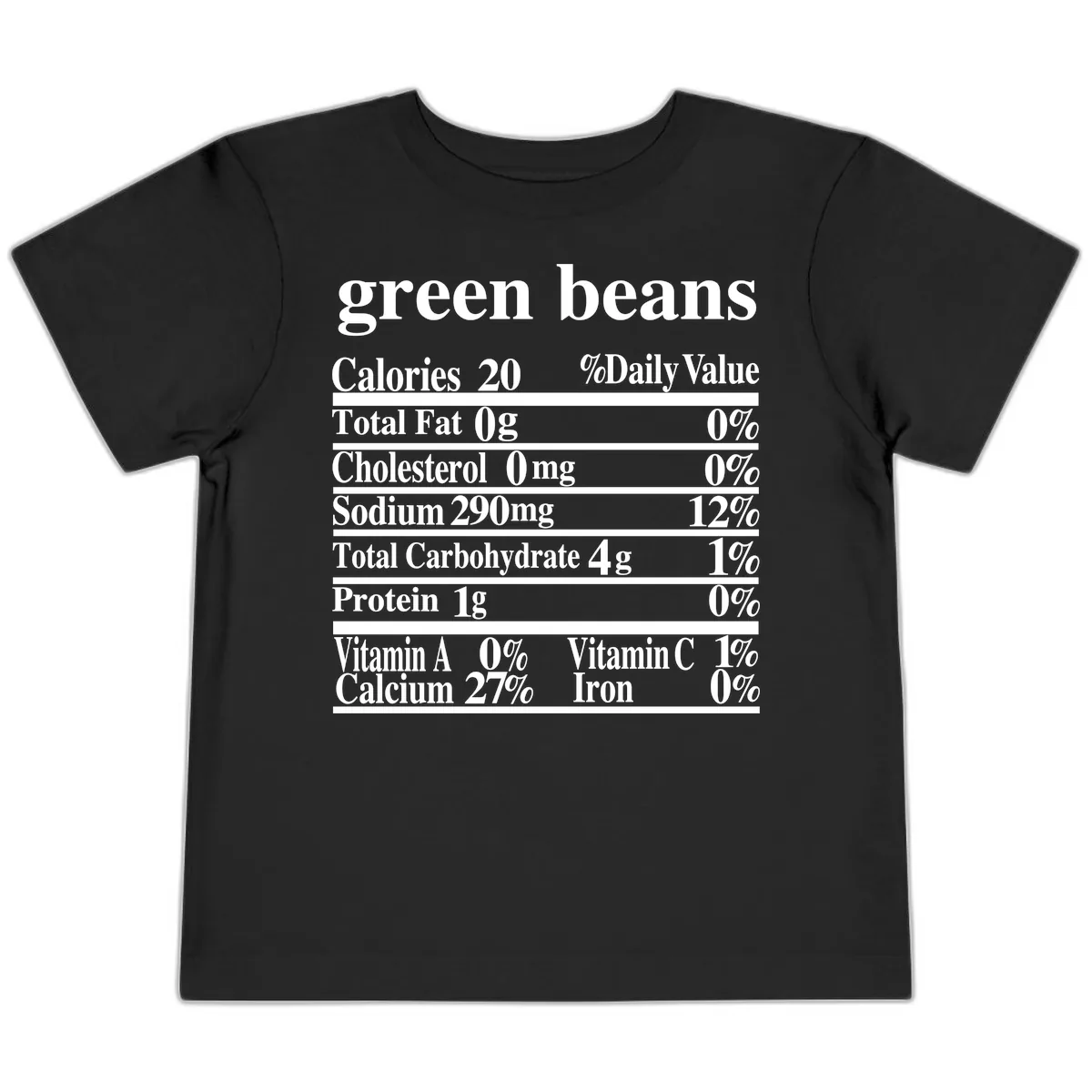 Green Beans Nutrition Facts Toddler T-Shirt in Black