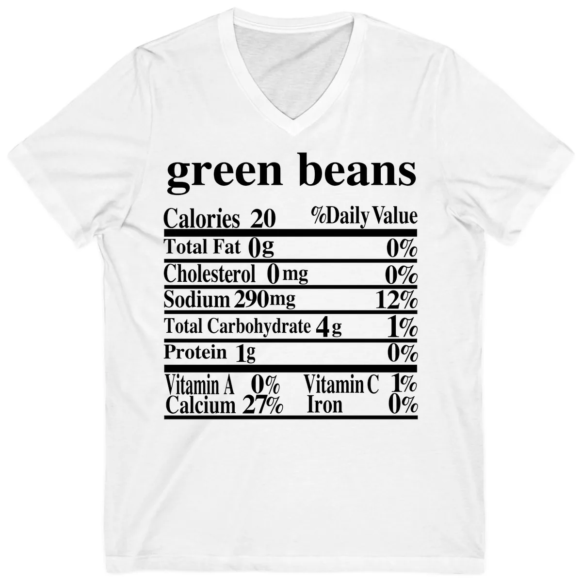 Green Beans Nutrition Facts V-Neck in White