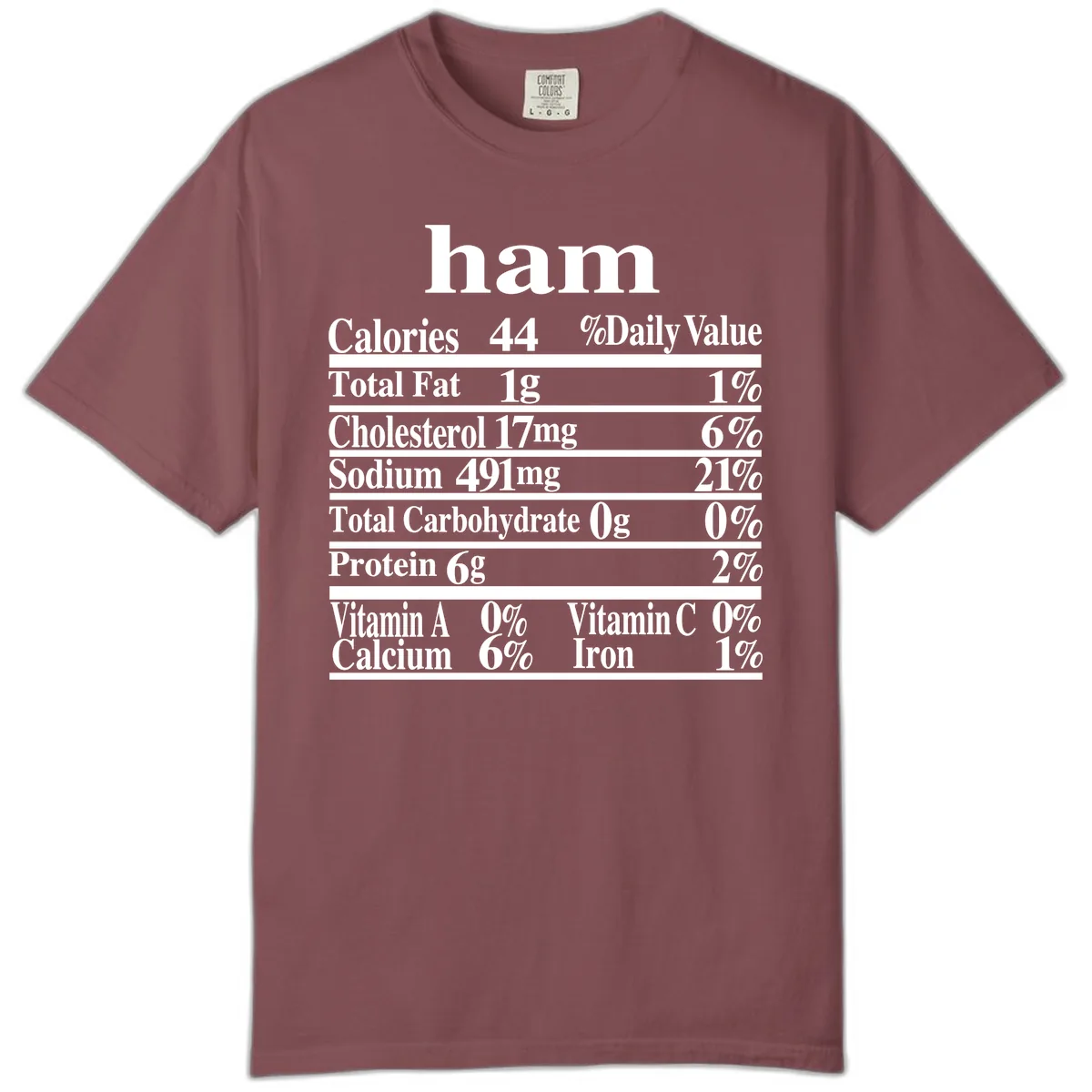 Ham Nutrition Label Comfort Color in Brick