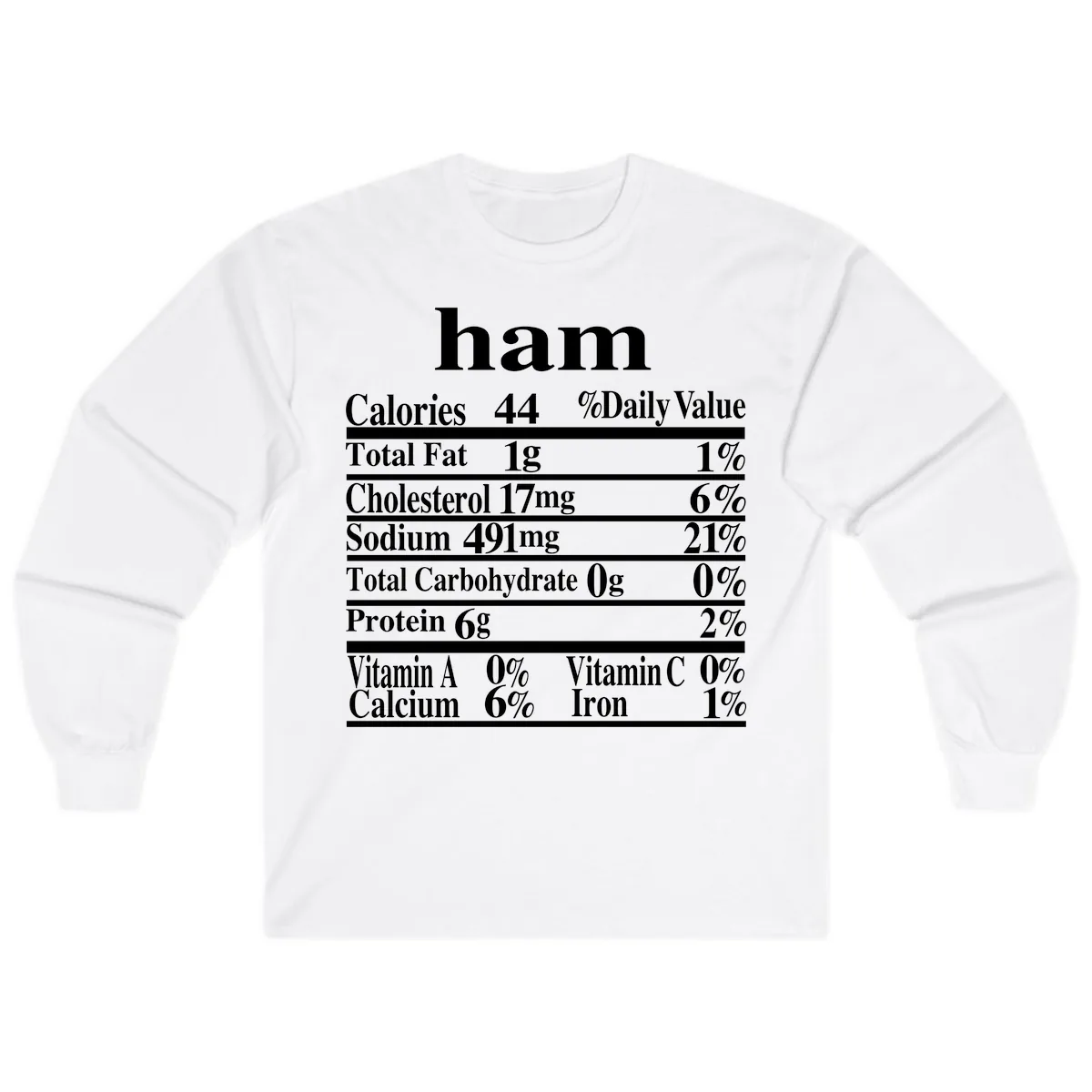 Ham Nutrition Label Long Sleeve in White