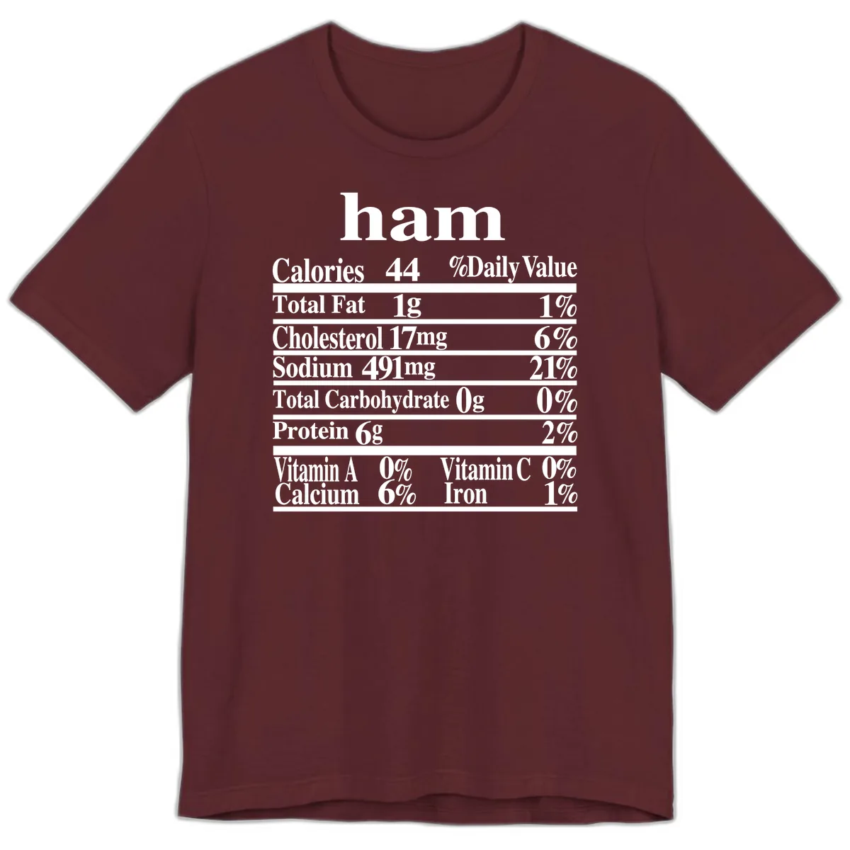 Ham Nutrition Label Premium T-Shirt in Maroon