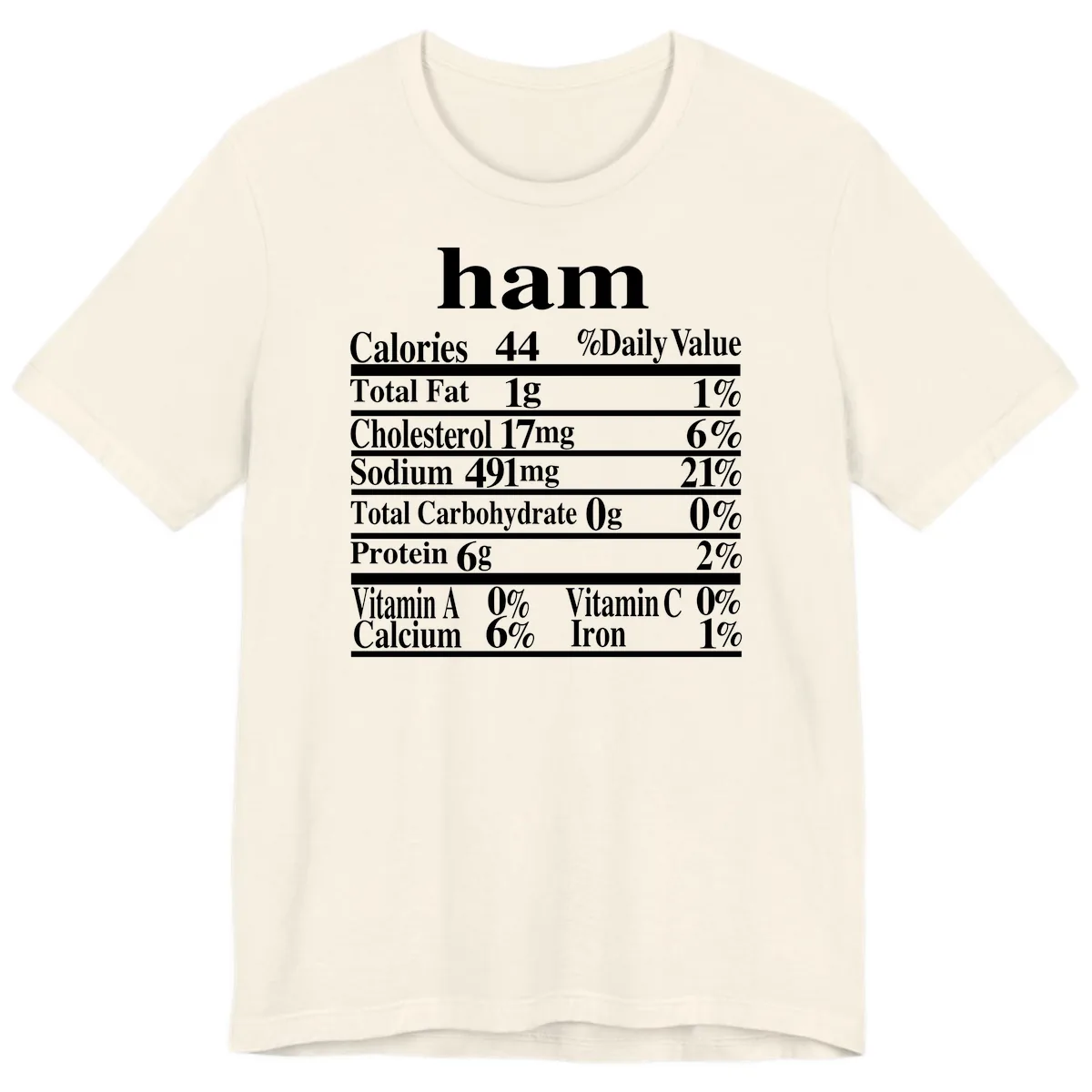 Ham Nutrition Label Premium T-Shirt in Natural