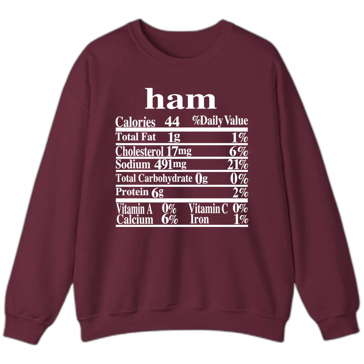 Ham Nutrition Label Sweatshirt in Maroon