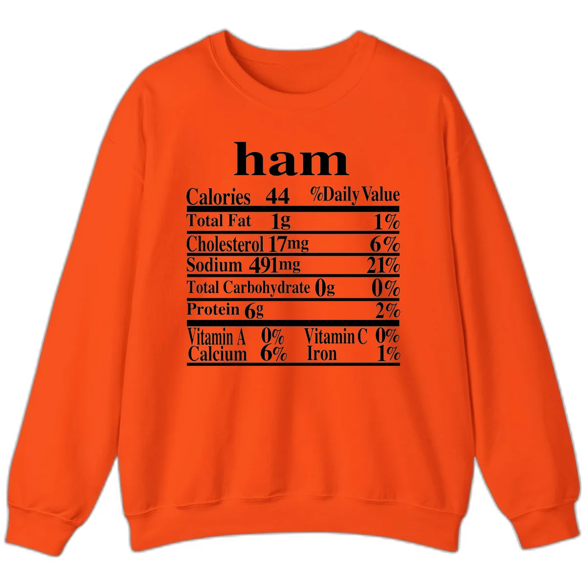 Ham Nutrition Label Sweatshirt in Orange
