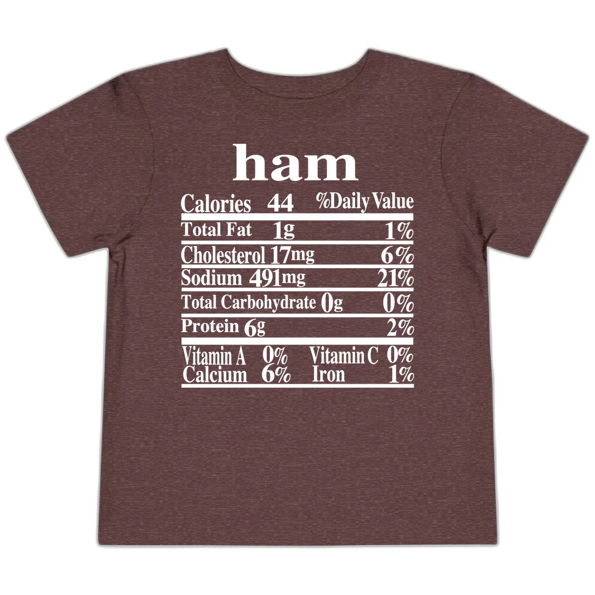 Ham Nutrition Label Toddler T-Shirt in Heather Maroon