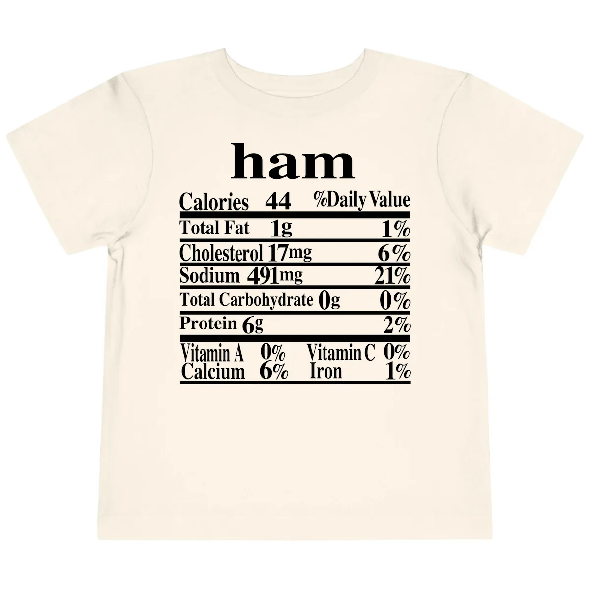 Ham Nutrition Label Toddler T-Shirt in Natural
