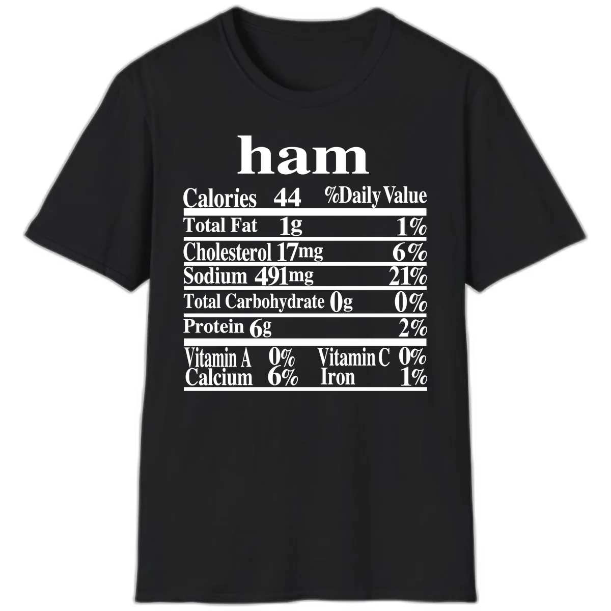 Ham Nutrition Label T-Shirt in Black
