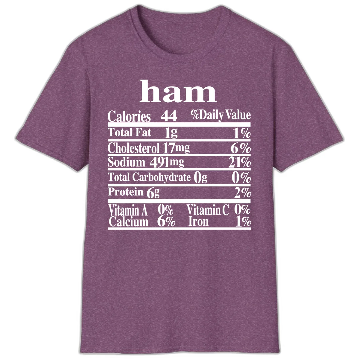 Ham Nutrition Label T-Shirt in Heather Maroon