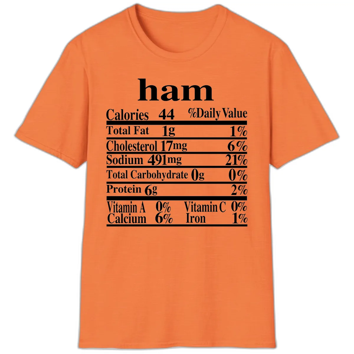 Ham Nutrition Label T-Shirt in Heather Orange
