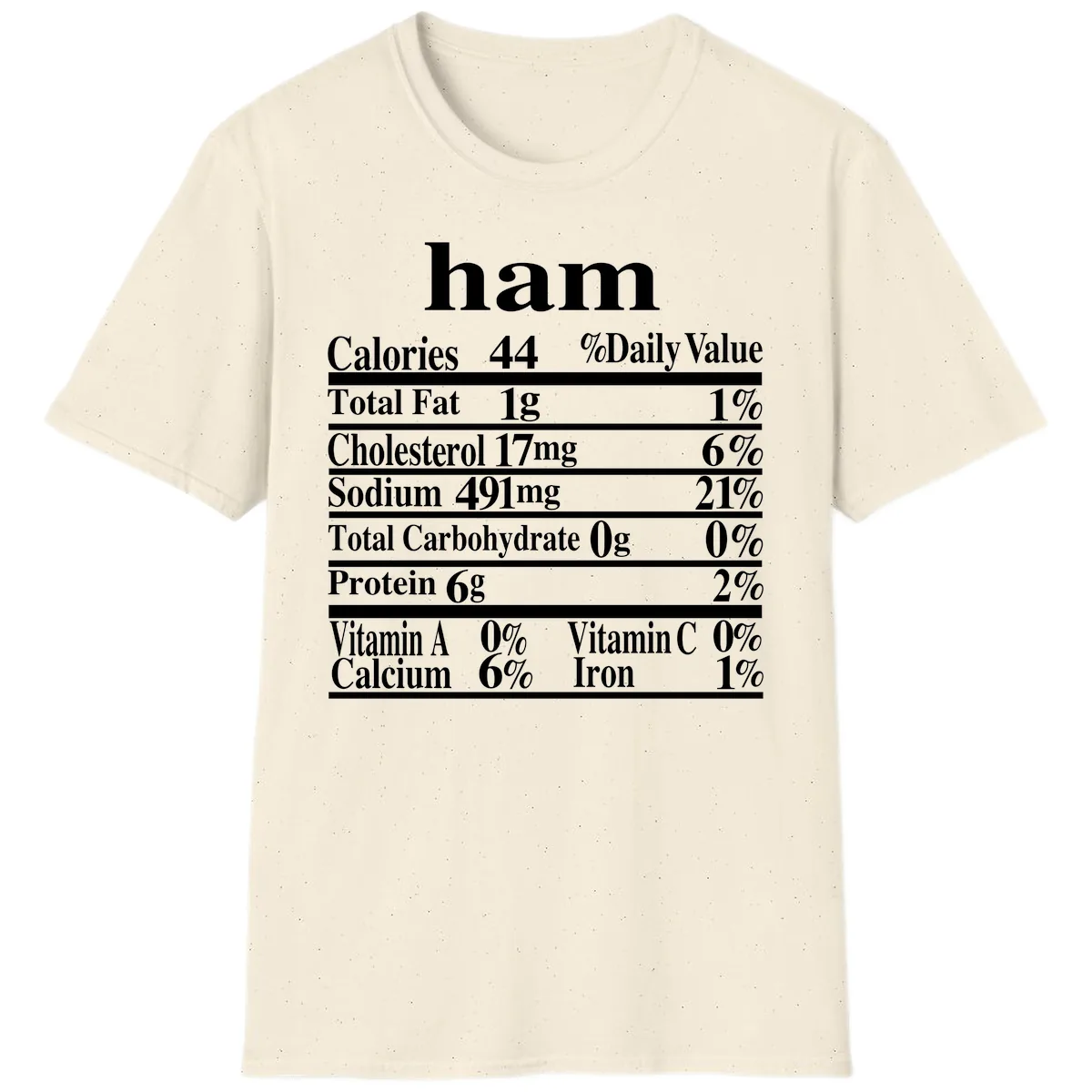 Ham Nutrition Label T-Shirt in Natural
