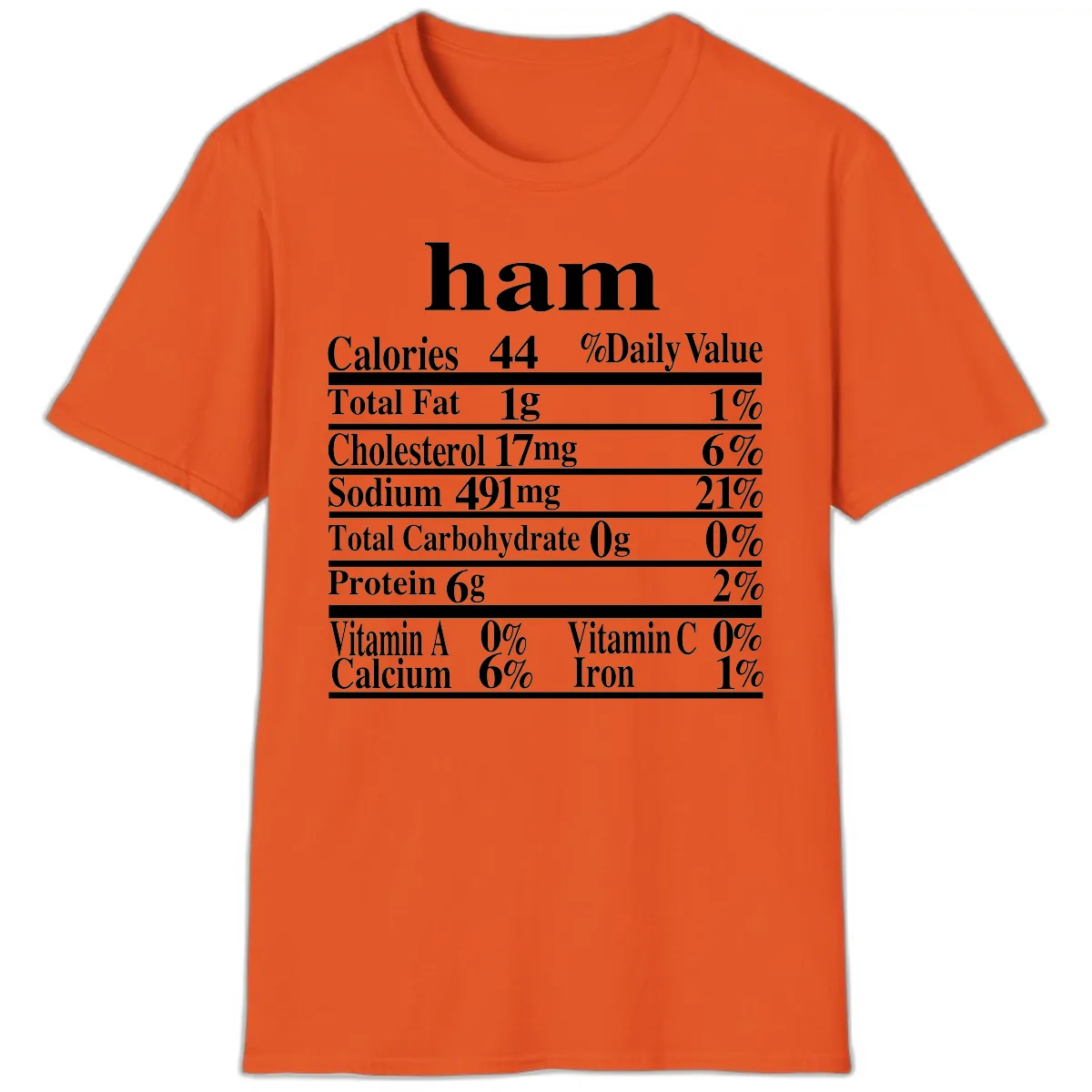 Ham Nutrition Label T-Shirt in Orange