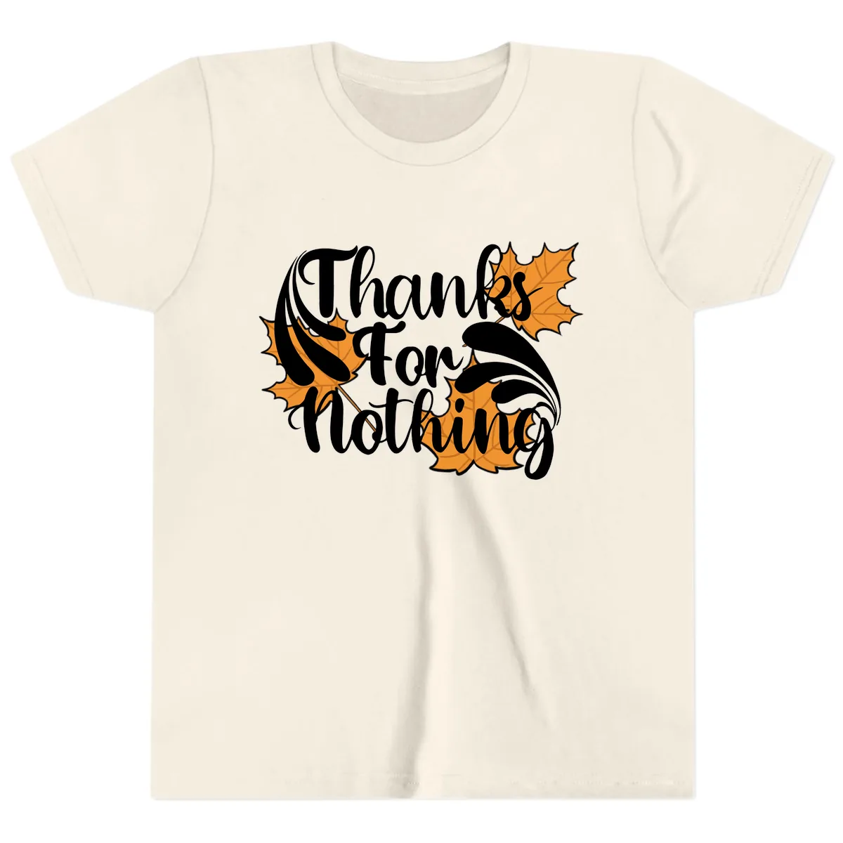 Thanks For Nothing Thanksgiving Design Youth T-Shirt in Natural